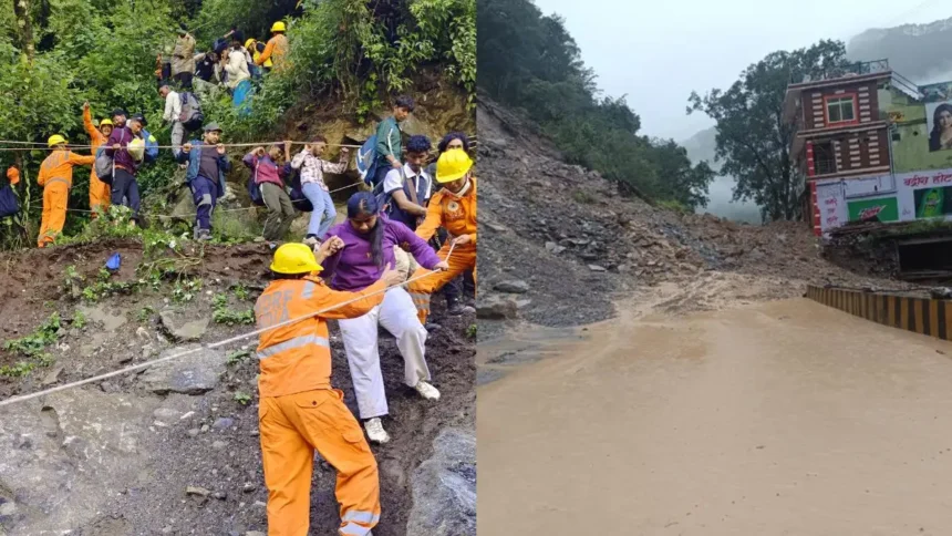 भारी बारिश से बद्रीनाथ मार्ग बंद, भूस्खलन का कहर