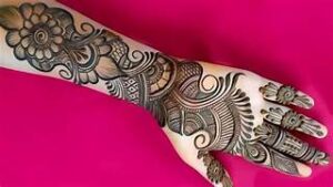 Floral vine back hand mehndi design for Rakhi.