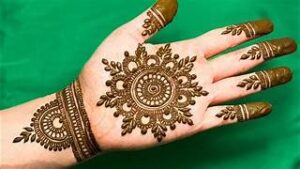 Mandala back hand mehndi design for Raksha Bandhan.